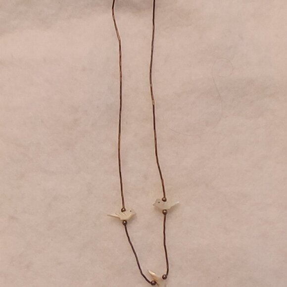 Native American Jewelry - Native American Sterling Mother Of Pearl Birds Liquid Silver Necklace